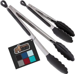 Stainless Steel Heat Resistant BBQ Kitchen Tongs Set of 2