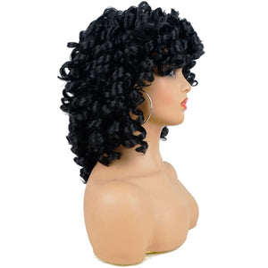 Short Loose Curly Wigs for Black Women Afro Wig for Black Women Curly Wig for Women Synthetic Wigs for Women Fluffy Natural Wigs Half Wigs Soft Hair Black Wigs (#1B Natural Black)