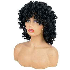 Short Loose Curly Wigs for Black Women Afro Wig for Black Women Curly Wig for Women Synthetic Wigs for Women Fluffy Natural Wigs Half Wigs Soft Hair Black Wigs (#1B Natural Black)