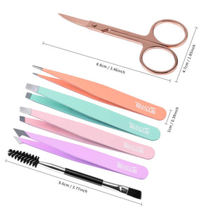 6 Pcs tweezers and scissors for precise eyebrow shaping and ingrown hair removal