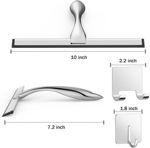 10-Inch Stainless Steel Shower Squeegee with Silicone Blade