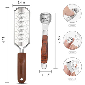 Colossal Foot Rasp & Wood Handle Callus Shaver (10 Replacement & 1 Foot File Heads)