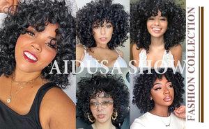 Short Loose Curly Wigs for Black Women Afro Wig for Black Women Curly Wig for Women Synthetic Wigs for Women Fluffy Natural Wigs Half Wigs Soft Hair Black Wigs (#1B Natural Black)