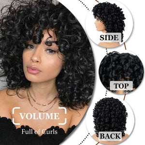 Short Loose Curly Wigs for Black Women Afro Wig for Black Women Curly Wig for Women Synthetic Wigs for Women Fluffy Natural Wigs Half Wigs Soft Hair Black Wigs (#1B Natural Black)