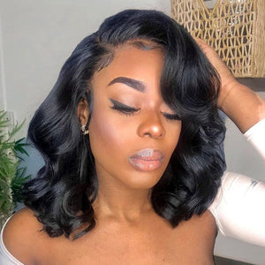 Body Wave V Part Wig Short Brazilian Virgin Human Hair Wigs for Black Women Thin Part Wig Glueless Clip in Half Wig Upgrade U Part Wig Beginner Friendly No Sew in No Glue 180% Density 8Inch