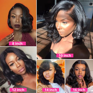 Body Wave V Part Wig Short Brazilian Virgin Human Hair Wigs for Black Women Thin Part Wig Glueless Clip in Half Wig Upgrade U Part Wig Beginner Friendly No Sew in No Glue 180% Density 8Inch