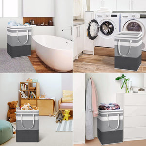 2-Pack Large Laundry Basket, Waterproof, Freestanding (Gradient Grey, 75L)