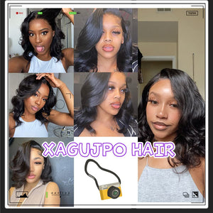 Body Wave V Part Wig Short Brazilian Virgin Human Hair Wigs for Black Women Thin Part Wig Glueless Clip in Half Wig Upgrade U Part Wig Beginner Friendly No Sew in No Glue 180% Density 8Inch