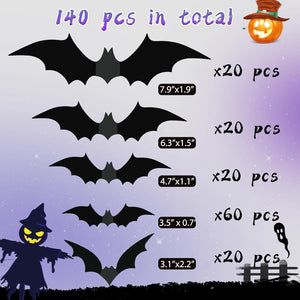 Halloween Party Supplies - Decorations Bats Wall Decor 140PCS