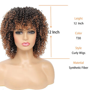 Braided Wigs for Black Women, Kinky Curly Wigs, Synthetic Wigs, Short Wigs