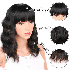 14 Inch Short Wavy Hair Wigs - Multiple Colors