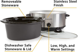 7 Quart Oval Manual Slow Cooker, Stainless Steel - Best Seller