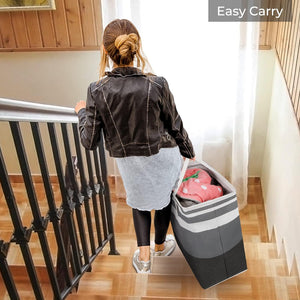 2-Pack Large Laundry Basket, Waterproof, Freestanding (Gradient Grey, 75L)