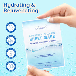 Ebanel 10 Pack Collagen Face Mask, Instant Brightening & Hydrating Face Sheet Mask with Aloe Vera