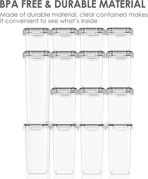 Airtight Food Storage Containers Set with Lids, 15Pcs BPA Free Plastic 