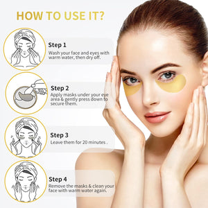 Under Eye Patches for Dark Circles and Puffiness - Under Eye Masks Anti-Aging Collagen Hyaluronic Acid