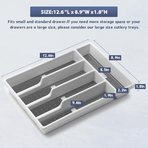 Silverware Drawer Utensil Organizer with Non-Slip TPR Linings