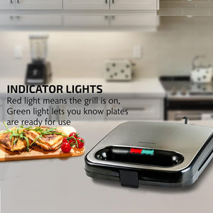 Sandwich Maker with Non-Stick Plates, Indicator Lights