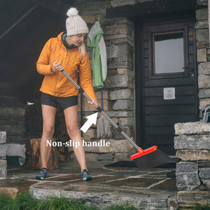 Broom and Dustpan Set for Home, Stand up Broom and Dustpan Combo for Office, Indoor&Outdoor Sweeping (Black&Red)