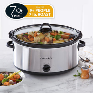 7 Quart Oval Manual Slow Cooker, Stainless Steel - Best Seller