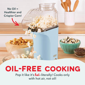 Hot Air Popcorn Popper Maker with Measuring Cup to Portion Popping Corn Kernels + Melt Butter, 16 Cups - Dream Blue