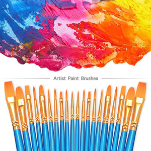 2 Pack 20 Pcs Round-Pointed Tip Paintbrushes Nylon Hair