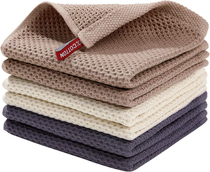 100% Cotton Waffle Weave Kitchen Cloths 12X12 Inches 6-Pack