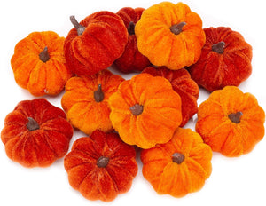 12 Pcs Artificial Pumpkins Velvet Pumpkins with Assorted Sizes Fall 