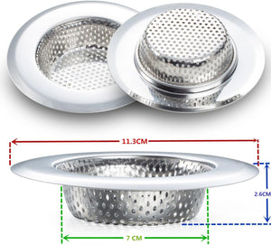 2PCS Kitchen Sink Strainer - Stainless Steel, Large Wide Rim 4.5" Diameter