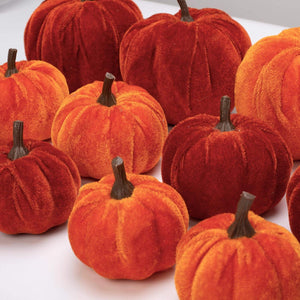 12 Pcs Artificial Pumpkins Velvet Pumpkins with Assorted Sizes Fall 