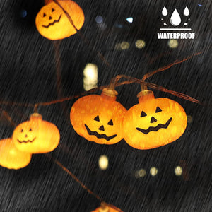 Halloween Pumpkin String Lights - 20 LED 9.8 FT 3D