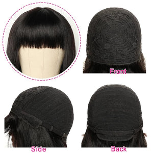 Go Bob Wig with Bangs Human Hair 