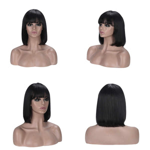 Go Bob Wig with Bangs Human Hair 