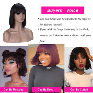 Go Bob Wig with Bangs Human Hair 